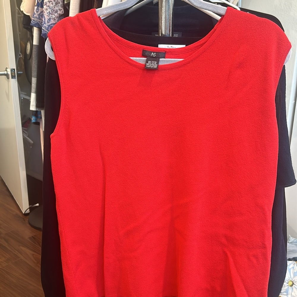 Bright, Sleeveless Shell, Red/Orange
